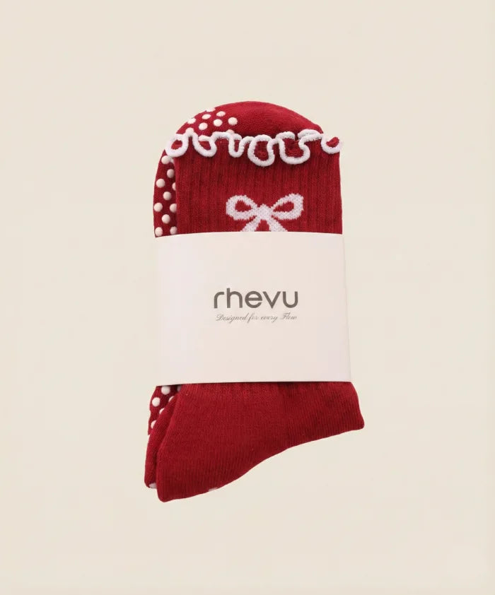 Grip Socks – Berry Bow