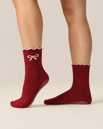 Grip Socks – Berry Bow